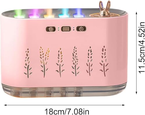 Humidificateur de bureau et maison avec diffuseur d'arômes et veilleuse 7 couleurs