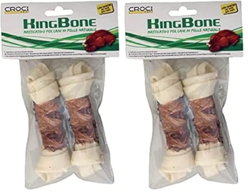 Croci BBQ - Ossa con carne di Anatra, Snack premio masticativo per cani in pelle bovina naturale, dental stick per la pulizia dei denti,11 cm - 2 pz (Confezione da 2)