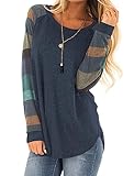 Halife Juniors Tunic Sweatshirts, Long Tunic Tops for Women to Wear With Leggings Navy Blue M