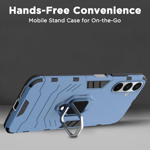 Image of Pikkme D5 Tough Armor Bumper Case | 360 Protection Case | Ring Holder Stand Back Cover for Samsung Galaxy A26 5G (Blue)
