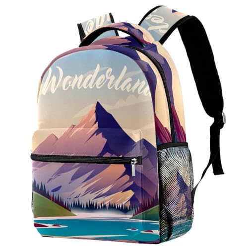 Sac à dos d'école grande capacité 40cm avec poches filets pour bouteille et fournitures