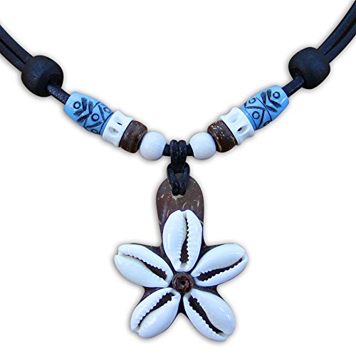 Preisvergleich Produktbild HANA LIMA ® Surferkette Lederkette Blumenkette Muschelkette Halskette Damen Surferhalskette