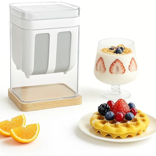 Image of Hung Curd Maker & Greek Yogurt Maker - 1100ml, Fine Mesh Hung Curd Strainer Box with Lid | Multifunctional Yogurt Filter for Thick Dahi, Cheese & More, 10.8x9x17.6 cm, White