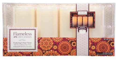 Wax Flameless LED Candles with Realistic Wick - 4 pack (Cream)