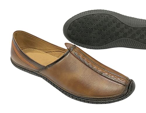 Image of Punjabi Mojaris Mens Shoes Cream Wedding for Groom,Traditional Indian Footwear Ethnic Peshawari Slippers