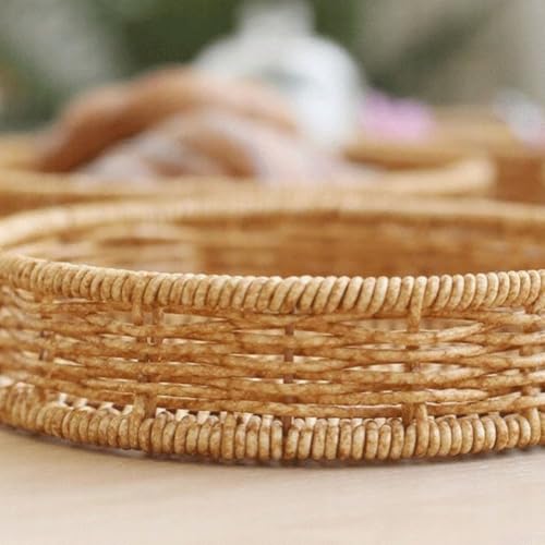 Plastic Rattan Fruit Basket 22cm Round Serving Tray – Bild 3