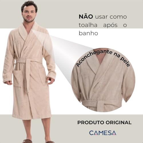 Roupão Microfibra Camesa Inverno Frio Unissex Cores Original (BR, Alfa, P, Regular, Regular, Vanilla