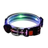 Hundehalsband mit Nachtlicht, LED Leuchthalsband für Hunde, verstellbares Haustierhalsband, wiederaufladbar, wasserdicht, LED-beleuchtet, wetterfest,