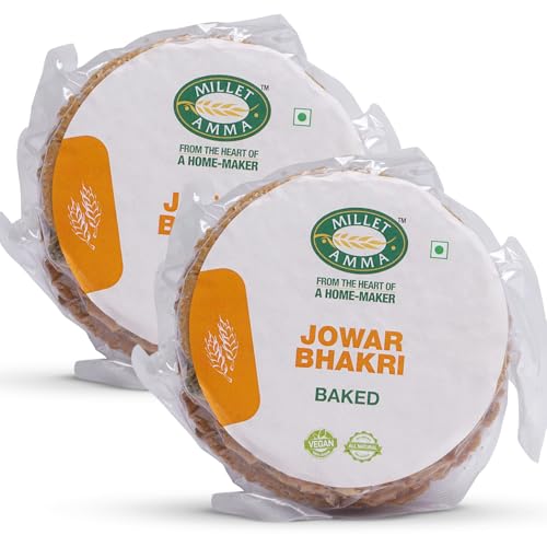 Millet Amma Baked Jowar Bhakhri - 360 Gms | (Pack of 2 - Each 180 Gms) | Ready to Eat | Best Choice for Snack Time, Parties & Events | Healthy Traditional Gujarati Snacks..