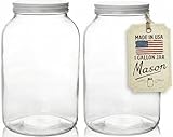 2 Pack - 1 Gallon Glass Mason Jar Wide Mouth with Airtight Metal Lid - Safe for Fermenting Kombucha Kefir - Pickling, Storing and Canning- USDA Approved BPA-Free Dishwasher Safe- By Kitchentoolz