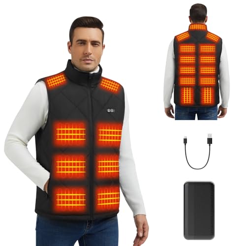 Buba Toys Gilet Riscaldato Uomo Donna con Batteria 20000mAh, Gilet Riscaldabile Elettrico USB 21 Zone, 3 Livelli di Temperatura, Lavabile, Giubbotto Riscaldato Invernale per Outdoor e Quotidiano (M)