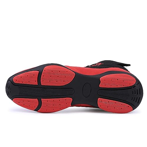 Men's Wrestling Shoes Women Breathable Fitness Boxing Sneakers for Boys and Girls Youth High Top Taekwondo Karate Martial Arts Training Shoes Black Red Blue3