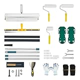 Bodenbeschichtung Set für selbstnivellierende Böden, Epoxid Boden Set, Stachelwalze Ausgleichsmasse Bodenanstrichset Set mit 50 cm Entlüftungsroller, 56cm Edelstahlschrabber, Epoxid Spike Schuhe