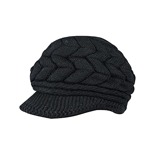 Andiker Boina Gorra Flexible Vintage Sombrero Invierno Cálido Sombreros Sombrero Mujer Invierno Negro, Negro