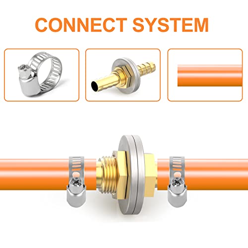 Gasher JQ-588S 5Pcs Brass Hose Barb Thru-Bulk Bulkhead Fitting 1/4 Inch To 1/4 Inch Barb Hose thumb #6