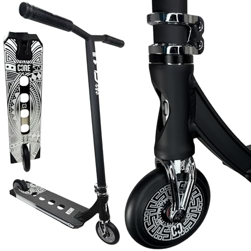 CORE Patinete Trick Tret Roller de 110 mm, ruedas Abec 9 I para principiantes y profesionales, a partir de 5 años, altura de 78 a 95 cm, incluye pegatina Fantic26 (Park CL1 H = 86 cm, cromo negro)