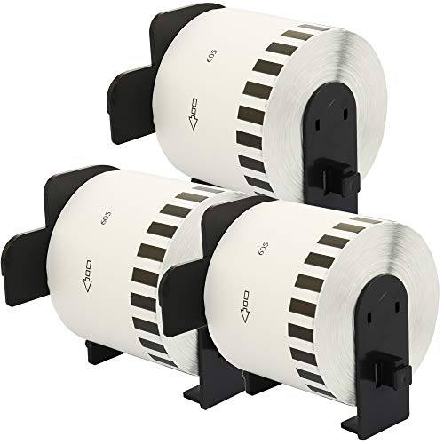 3 Compatible Rolls DK44605 DK-44605 62mm x 30.48m Continuous Removable Yellow Labels for P-Touch QL-500 QL-550 QL-560 QL-570 QL-700 QL-720NW QL-800 QL-810W QL-820NWB QL-1050 QL-1100 QL-1110NWB