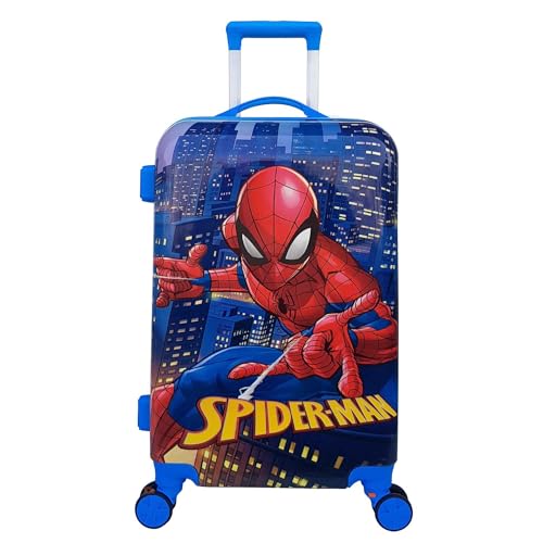 Image of JUNIOR JOE Polycarbonate 8 Wheels 360 Degree Kids Carry On Luggage Hardside Rolling Suitcase 24 Inches Travel Trolley Bag (Design-7), Blue