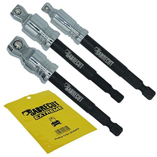 3 X Sabrecut Scisak3 95 mm à 15 degrés Inclinaison Adaptateurs Douille hexagonale 1/10,2 cm vers 1/10,2 cm 3/20,3 cm 1/5,1 cm carré d'entraînement pour Impact pilotes, clés et clés à cliquet