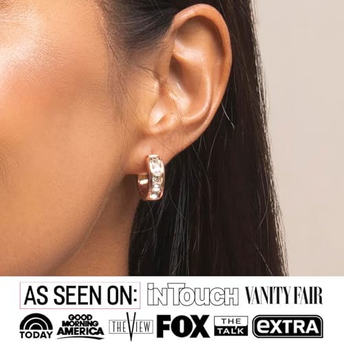 Cate & Chloe Giselle 18k White Gold 15mm Hoop Earrings with Simulated Diamond Crystals, Stylish Hypoallergenic Jewelry for Women, Gift for Her3