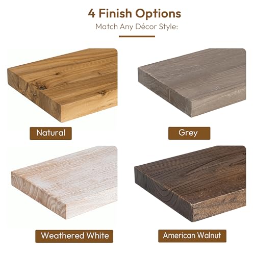 Image of Vivelove Elm Wood Floating Shelf 48x8 inch Set of 1, Natural