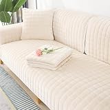 TOPCHANCES Funda Sofa 3 Plazas De Franela,Funda De Sofá Antideslizante Protector Sofa En Forma De L Súper Suave Aplicar A La Sala De Estar Cubre Sofa para Perros Gatos(Beige,90 * 160cm 1pieza)