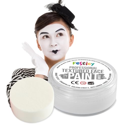 Festicy Tinta de rosto para crianças, 20 g, com esponja | Pintura facial ideal para maquilhagem de carnaval 2024 | Para pelo menos 30 rostos, maquilhagem infantil respeitosa com a pele, Certificado EN