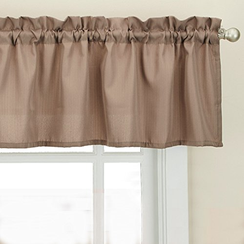 Image of Sweet Home Collection Kitchen Window Tier, Swag, or Valance Curtain Treatment in Stylish and Unique Patterns and Designs for All Home Decor, Ribcord Taupe