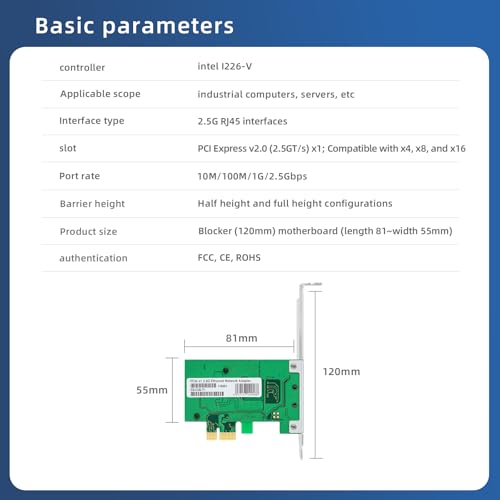 Tarjeta de red Gigabit Ethernet Intel I226-V 2.5 Gbps compatible Windows Server Linux 3