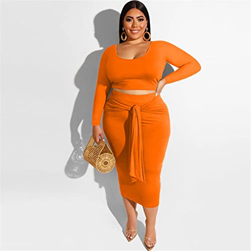 Image of Plus Size Women 2 Piece Outfits Sets Sexy Tracksuit Midi Dress,Sleeveless Tank Top Bodycon Skirts Set Casual Summer