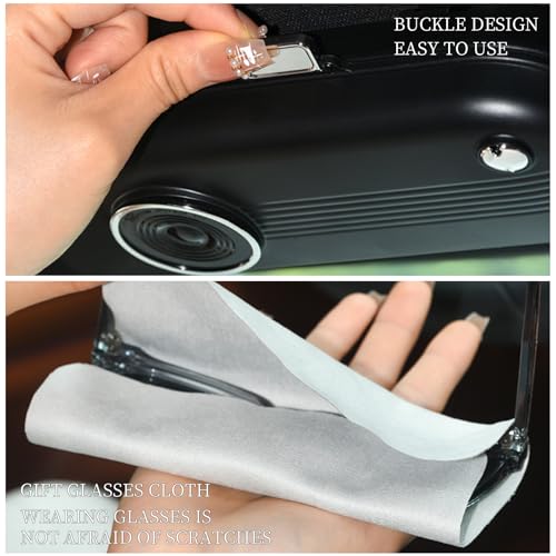 Godneei Brillenhalter FüR Auto Mit Brillenputztuch Sonnenbrillenhalter Auto Doppelter Clip Auf Der RüCkseite Kartenfach Vorhanden Sonnenbrillen Etui Kunststoff Schwarz