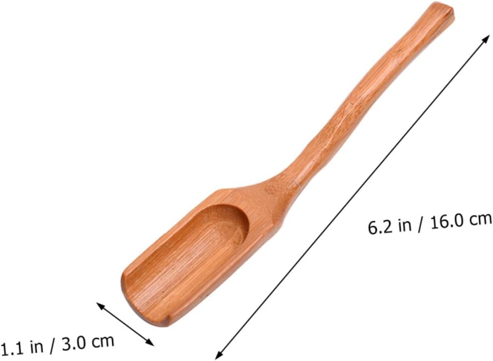 Zerodeko 18pcs Bamboo Tea Spoons Long Handle Curved Scoops for Loose Leaf Tea Restaurants and Home Use Ergonomic Design for Easy Cleaning