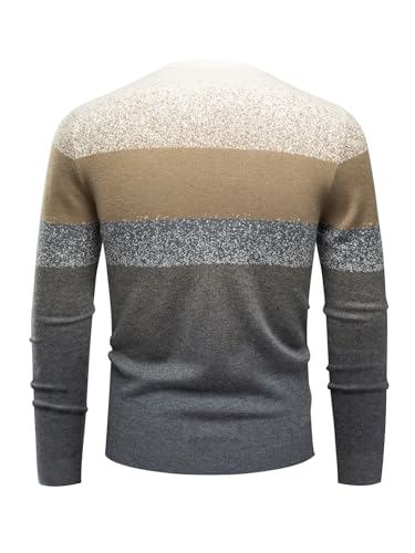 ALLOVIN Men’s Gradient Stripe Knit Sweater – Slim Fit, Soft Wool Blend, Warm & Stylish for Fall Winter3