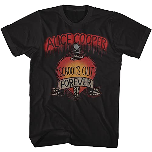 Alice Cooper 70s Rock Classic Rock Schools Out Forever Heart Adult Short Sleeve T-Shirts Graphic Tees Black