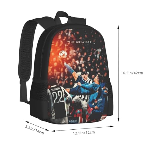 #7 Ronaldo Adult Simplicity Backpacks Bag Laptop Bag Bookbag Backpack 16.5 Inch For Daily, Black3