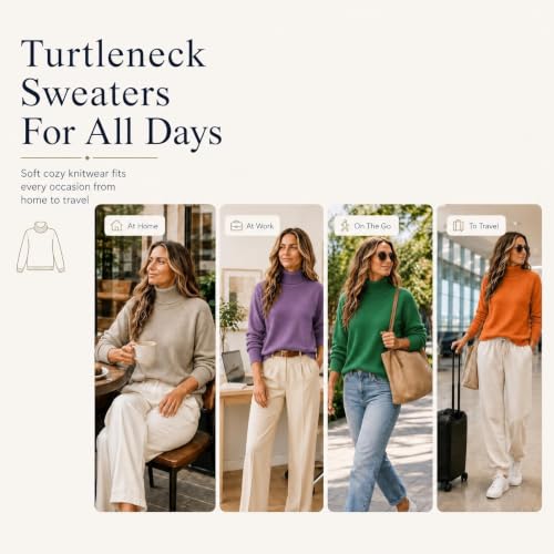 Turtleneck Sweaters for Women Casual Pullover Tops Warm Sweater Purple - image 6