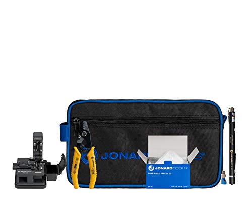 Jonard Tools TK-184 Fiber Optic Connector Clean and Prep Kit with VFL, Fiber Cleaver, Fiber Stripper, and Fiber Wipes