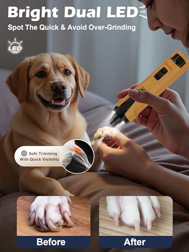 Casfuy 6-Speed Dog Nail Grinder – 50% Boosted Power Dog Nail Trimmers Quiet with Dual LED Lights & Dust Collector & 4.8V Copper Motor Electric Pet Toenail File Tool for Large Medium Small Dogs and Cat - Image 6