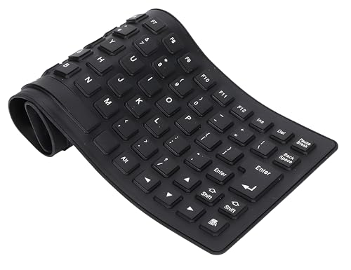 XIKKART Foldable Silicone Keyboard, USB Waterproof Travel Gaming Wired Keypad, Rollup Wired Folding Keyboard Compatible with Windows, PC, Laptop, Mac...