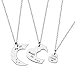 KUIYAI Big Sis Middle Sis Little Sis 3 Piece Cut Heart Necklace Set (Big Middle Little Sis Necklace)