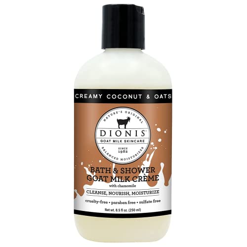 Dionis - Goat Milk Skincare Creamy Coconut & Oats Scented Bath & Shower Crème (8.5 oz) - Made in the USA - Cruelty-free and Paraben-free