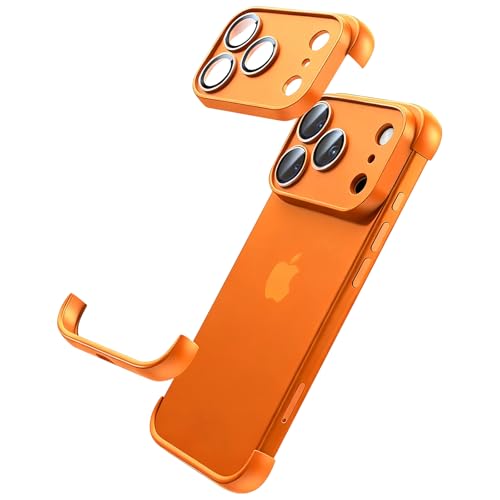 Losin Compatible with iPhone 17 Pro Max Frameless Bumper Case with Camera Lens Protector Compatible with MagSafe Slim Lightweight Soft Shockproof Bumper Cover for Men and Women, Orange by Losin - Used condition - US$7.39