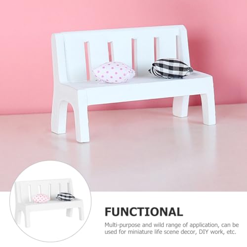 BESPORTBLE Zubehör für Puppenbänke Mini-Parkbank aus Holz Miniatur möbel Miniatures Miniatur-Bank kleine Holzbank Karikatur Kleiner Hocker aus Holz Haushaltsprodukte Holzstuhl Puppenhaus Weiß – Bild 4