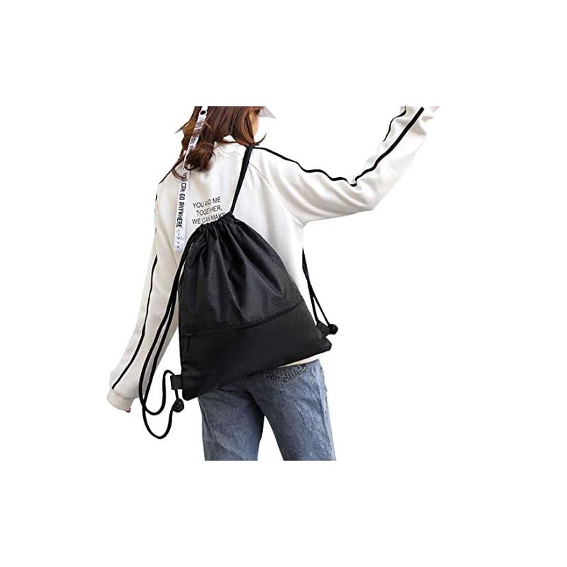 Gsogcax Drawstring Bags, 20L Waterproof Drawstring Gym Bag, Black Swimming PE Sack Drawstring Bag for School Girls Boys Backpack, Shopping Yoga School Beach Football - Image 9