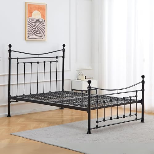 Reinforced Beds, CALTHORPE BED, Double (135x190 cm), Strong Metal Bed with Reinforced Mesh, Equisite Metal Bed Frame, Exclusive Product