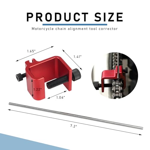 Image of KVAEY Chain Alignment Tool for Motorcycle, 08-0048 Aluminum Sprocket Chain Adjustment Tool, Quick & Accurate Professional Chain Alignment Tool Suitable for ATV Scooter Dirt Bike (Orange Red)