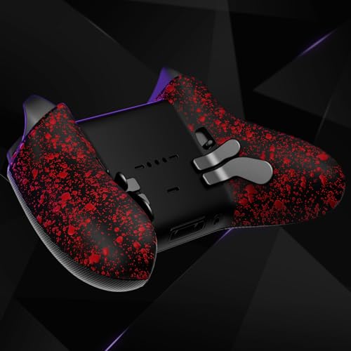 Image of eXtremeRate Replacement Bottom Shell Case for Xbox Elite Series 2 Controller, Textured Red Non-Slip Back Housing Shell, 3D Splashing Cover for Xbox Elite Series 2 Core Wireless Controller Model 1797