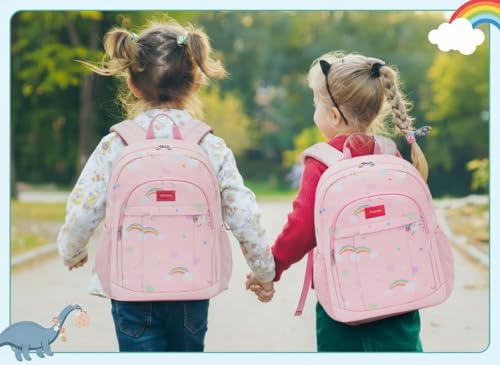 Image of Frantic Waterproof Polyester 35 L School Backpack With Pencil /Staionery Pouch School Bag Class 1 to 8 Daypack Picnic Bag For School Going Boys & Girls(RR Pink Rainbow Dreams B)