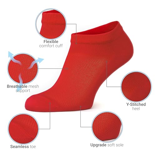 Image of Duna Ankle Socks for Womens - Ultra Thin Breathable Cotton Sport Socks - Athletic, Running, Low Cut, No Show (4 and 6 pairs)