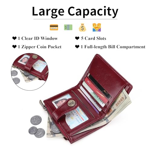 Image of Small Wallet for Women Bifold Credit Card Holder Compact Women Wallet with Zipper Coin Pocket